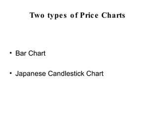 Two types of Price Charts  Bar Chart Japanese Candlestick Chart 