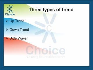 Three types of trend
 Up Trend
 Down Trend
 Side Ways
 