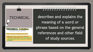 Understanding Technical and Operational Definitions in English 10 | PDF