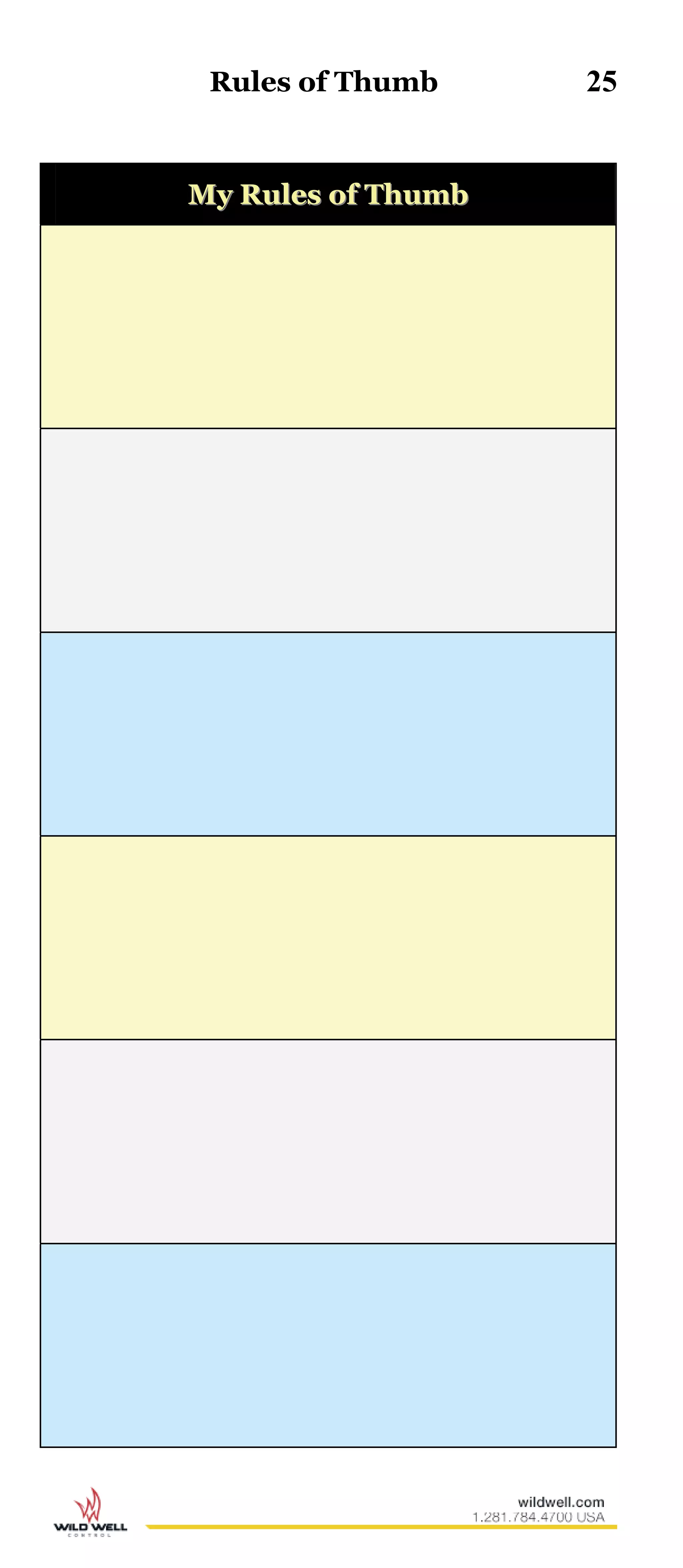 Rules of Thumb 25
MMyy RRuulleess ooff TThhuummbb
 