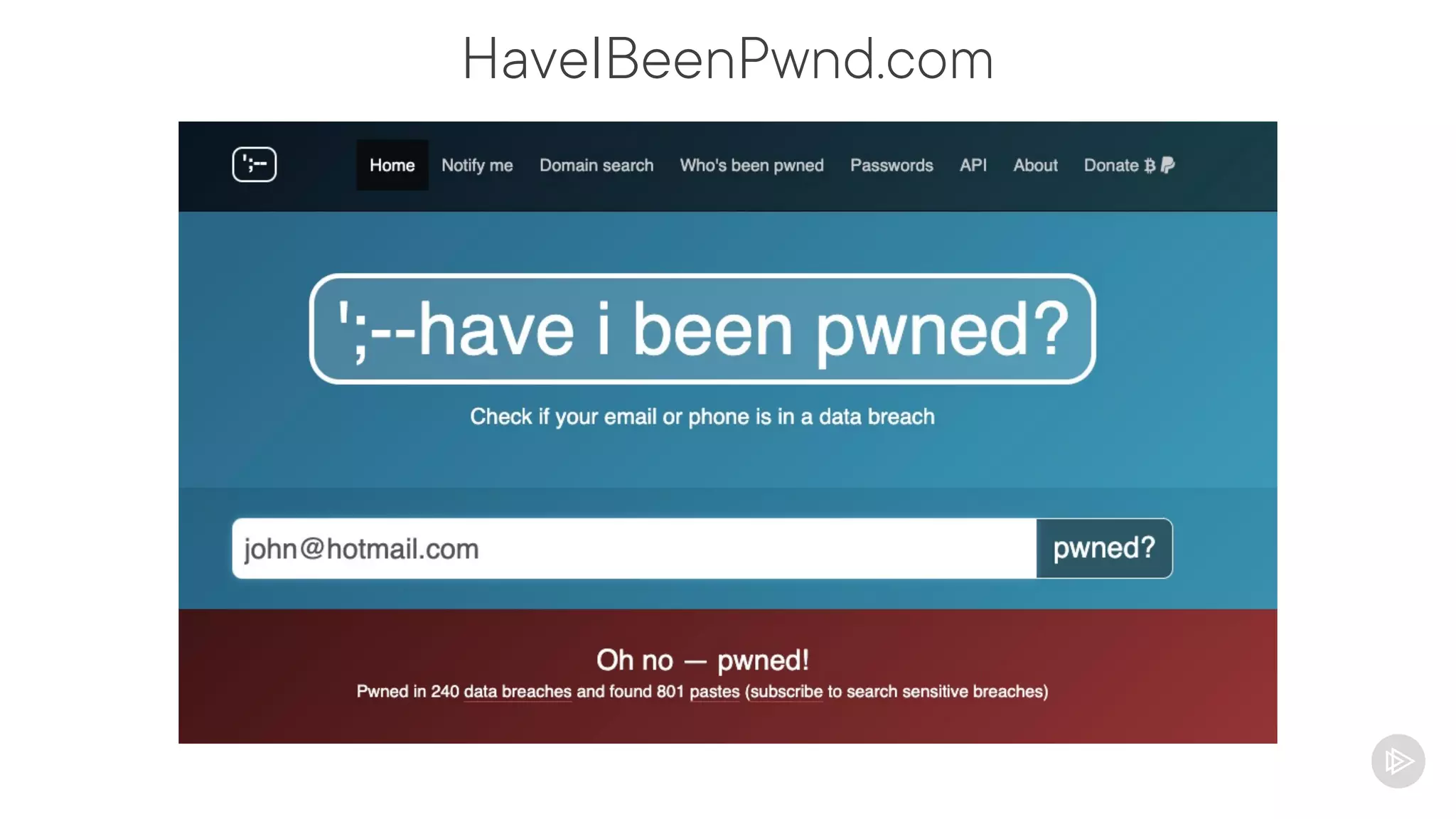 HaveIBeenPwnd.com
 