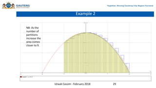 Example 2
NB: As the
number of
partitions
increase the
area comes
closer to 9.
Ishaak Cassim - February 2018 29
 