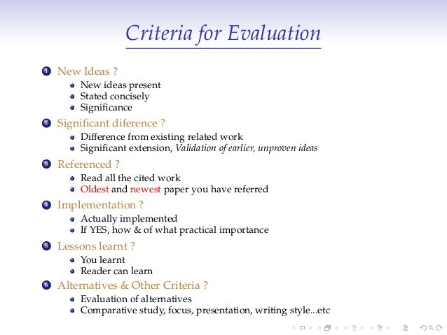 Evaluation of a research paper