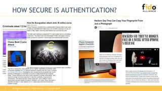 2
HOW SECURE IS AUTHENTICATION?
All Rights Reserved | FIDO Alliance | Copyright 2019
 