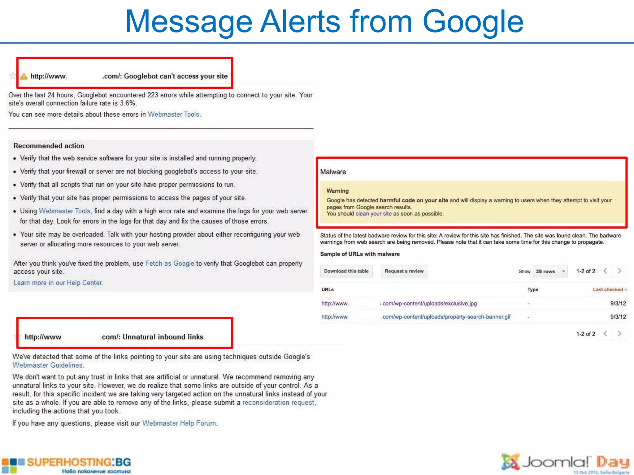 Message Alerts from Google
 