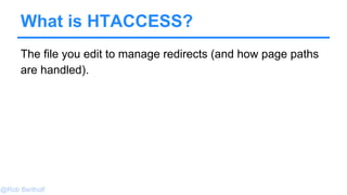 @Rob Bertholf
Fixing Broken Link on Website
/old-page.html /new-page/
404 Error
Add to your .htaccess file:
Redirect 301 /old-page.html http://yourdomain.com/new-page/
 
