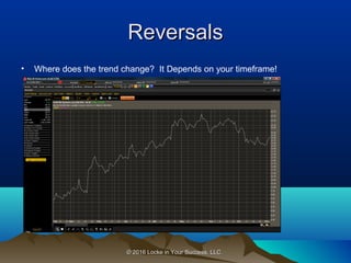 © 2016 Locke in Your Success, LLC.© 2016 Locke in Your Success, LLC.
ReversalsReversals
• Where does the trend change? It Depends on your timeframe!
 