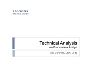 Technical Analysis
ala Fundamental Analyst
MM Dandytra, CSA, CFTe
 