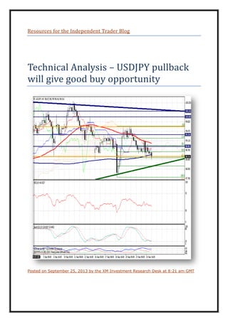Resources for the Independent Trader Blog
Technical Analysis – USDJPY pullback
will give good buy opportunity
Posted on September 25, 2013 by the XM Investment Research Desk at 8:21 am GMT
 