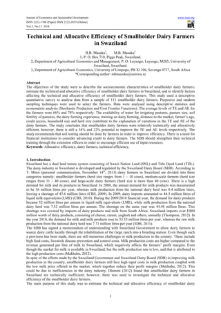 Technical and allocative efficiency of smallholder dairy farmers in ...