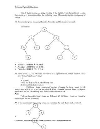 B.tech Tree Questions In Order Preoder Technical aptitude questions | DOC