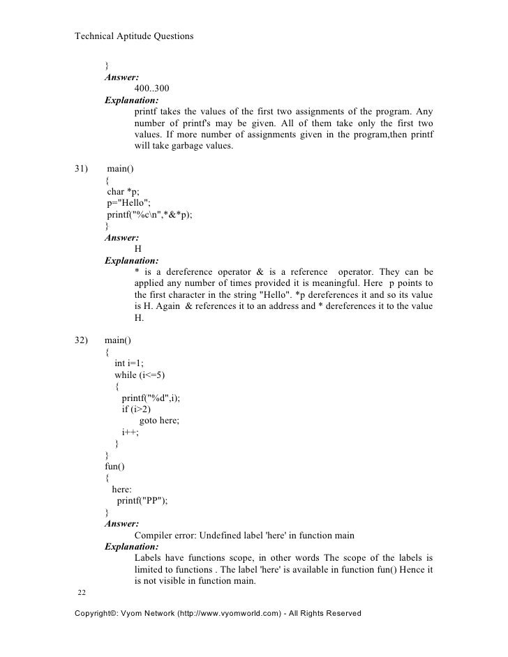Technical aptitude questions