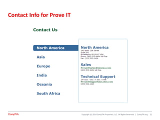 Copyright (c) 2014 CompTIA Properties, LLC. All Rights Reserved. | CompTIA.org
Contact Info for Prove IT
21
 