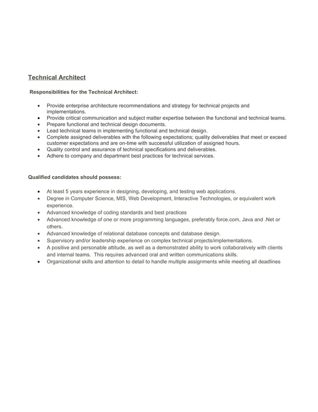Technical Architect, Java/J2EE | PDF
