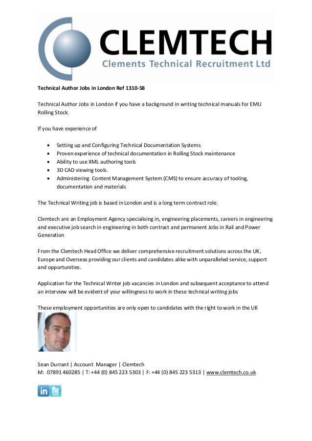 Technical Author Jobs in London Ref 131058