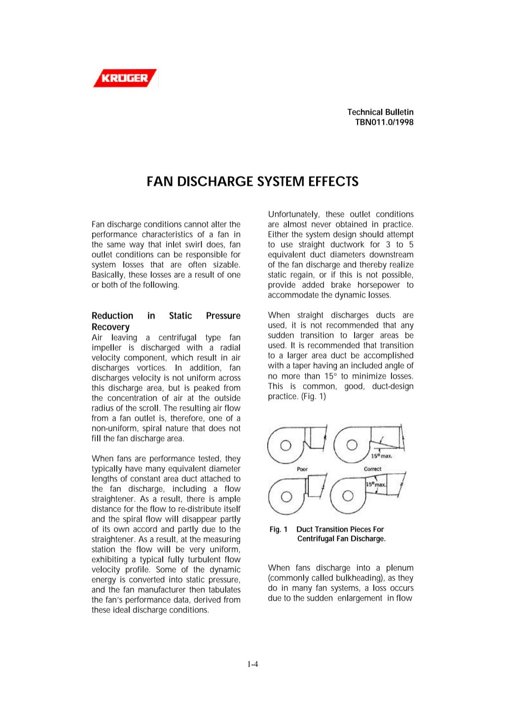 Technical Bulletin Fans Centrifugal Fans Axial Fans