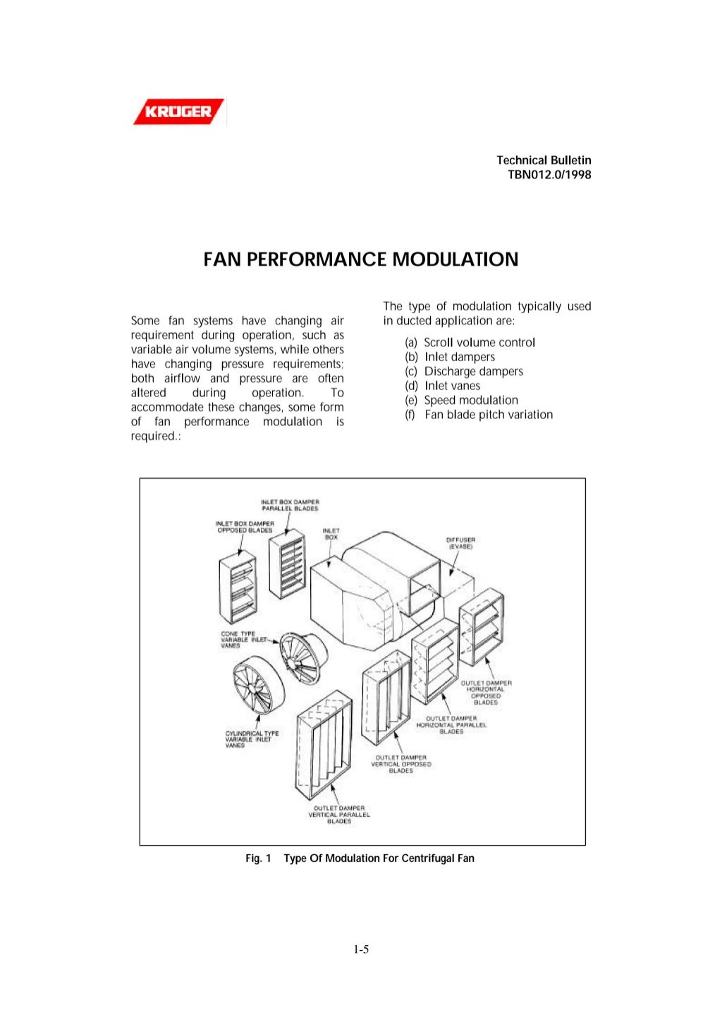 Technical Bulletin Fans Centrifugal Fans Axial Fans