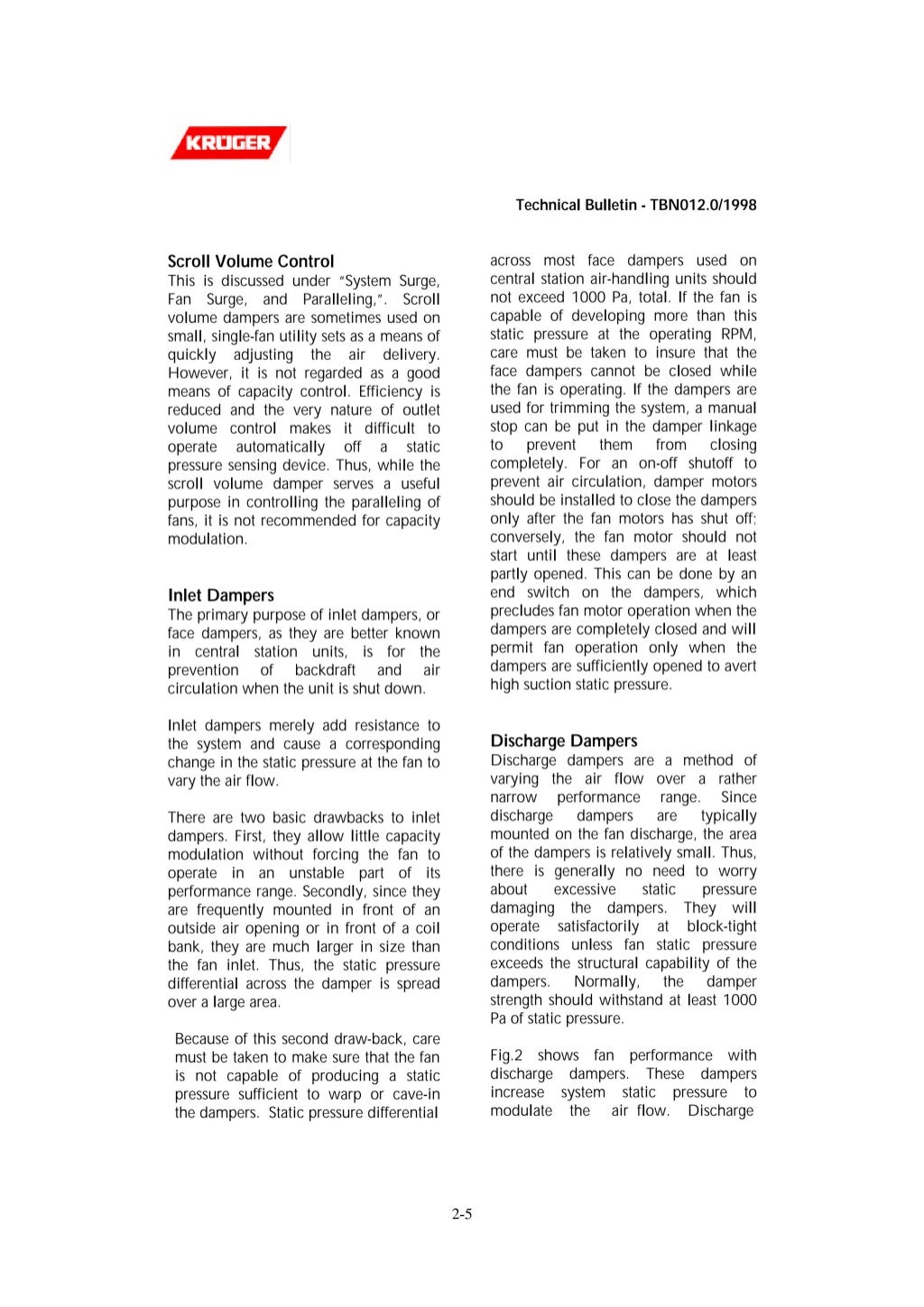 Technical Bulletin Fans Centrifugal Fans Axial Fans