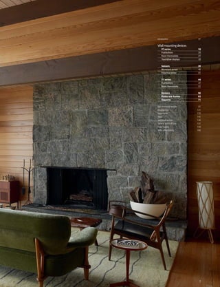 Introduction 07
Wallmountingdevices
FF series 18
Pushbuttons 23
Room thermostats 27
Touch&See displays 33
Sensors 39
Movement sensor 40
Presence sensor 41
71 series 44
Pushbuttons 47
Room thermostats 51
Rockers 56
Plates and frames 63
Supports 71
Rail-mounting devices 87
Accessories 131
Supervision 133
Tools 142
Technical section 146
General terms of sale 157
Index (codes) 159
Index (description) 160
4343
 