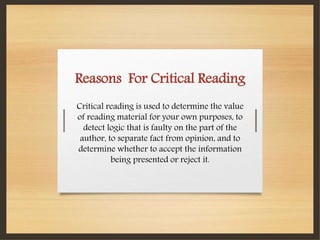 critical reading in technical communication | PPTX