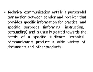 TECHNICAL COMMUNICATION PRESENTTATION UNIT | PPTX