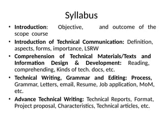 TECHNICAL COMMUNICATION PRESENTTATION UNIT | PPTX