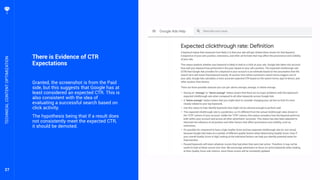 27
There is Evidence of CTR
Expectations
Granted, the screenshot is from the Paid
side, but this suggests that Google has at
least considered an expected CTR. This is
also consistent with the idea of
evaluating a successful search based on
click activity.
The hypothesis being that if a result does
not consistently meet the expected CTR,
it should be demoted.
TECHNICALCONTENTOPTIMIZATION
 
