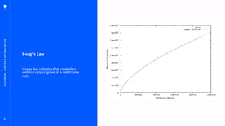67
Heap’s Law
Heaps law indicates that vocabulary
within a corpus grows at a predictable
rate.
TECHNICALCONTENTOPTIMIZATION
 