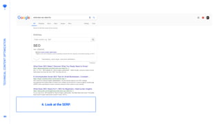 8989
TECHNICALCONTENTOPTIMIZATION
4. Look at the SERP.
 