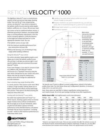 Technical data NIGHTFORCE Reticle VELOCITY 1000 | Optics Trade | PDF