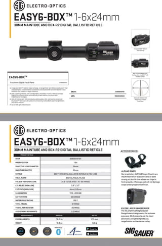 Technical Data | Sig Sauer Easy6 BDX 1-6x24 | Optics Trade