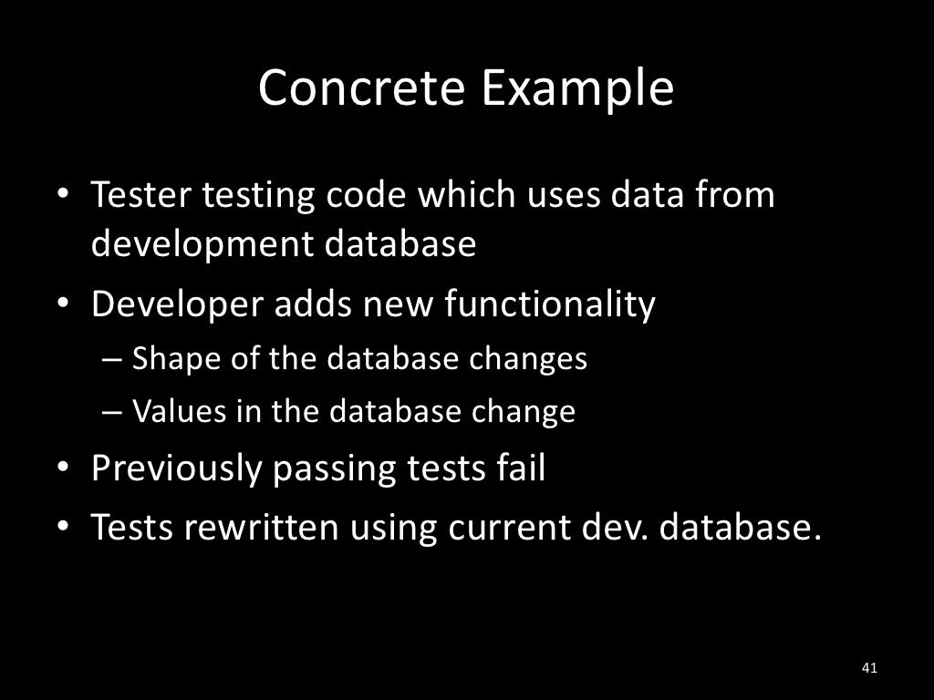 Concrete Example Tester testing code