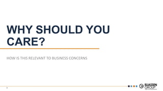 WHY SHOULD YOU
CARE?
HOW IS THIS RELEVANT TO BUSINESS CONCERNS
3
 