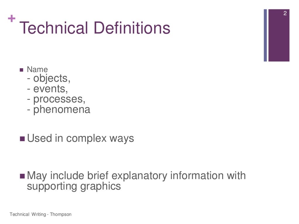 Technical definitions description