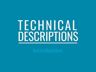 Technical Descriptions Example Simple Writing Technical Descriptions | PDF