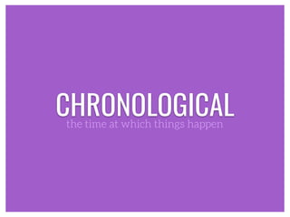 CHRONOLOGICALthe time at which things happen
 