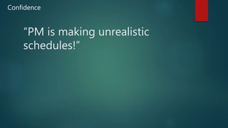 “PM is making unrealistic
schedules!”
Confidence
 