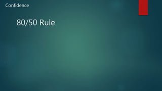 80/50 Rule
Confidence
 