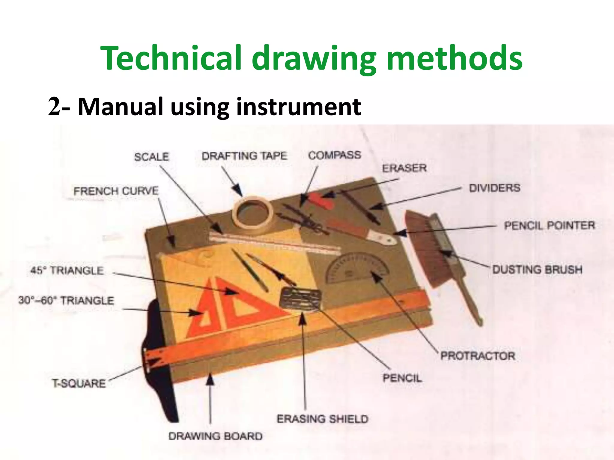 Technical drawing methods
18
2- Manual using instrument
 