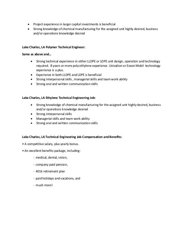 Technical Engineering Jobs in Lake Charles LA