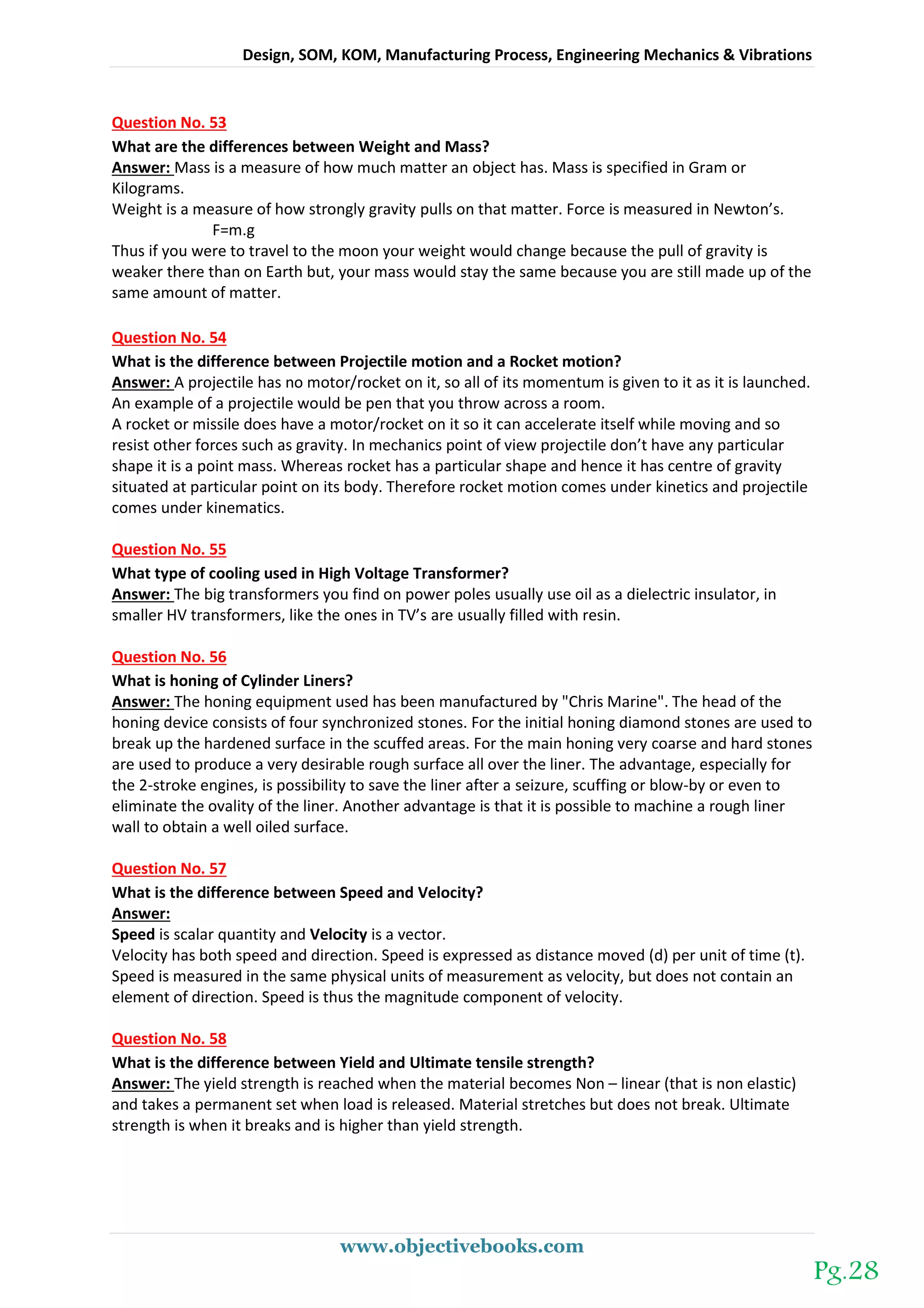 Technical interview mechanical engineering objective book | PDF