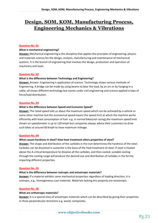 Technical interview mechanical engineering objective book | PDF