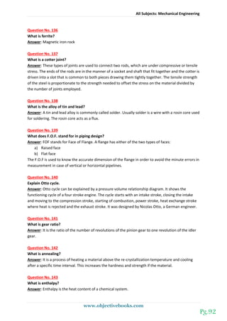 Technical interview mechanical engineering objective book | PDF
