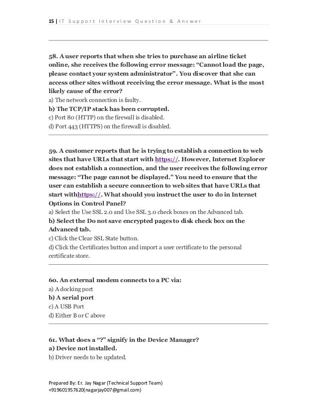interview questions for it support