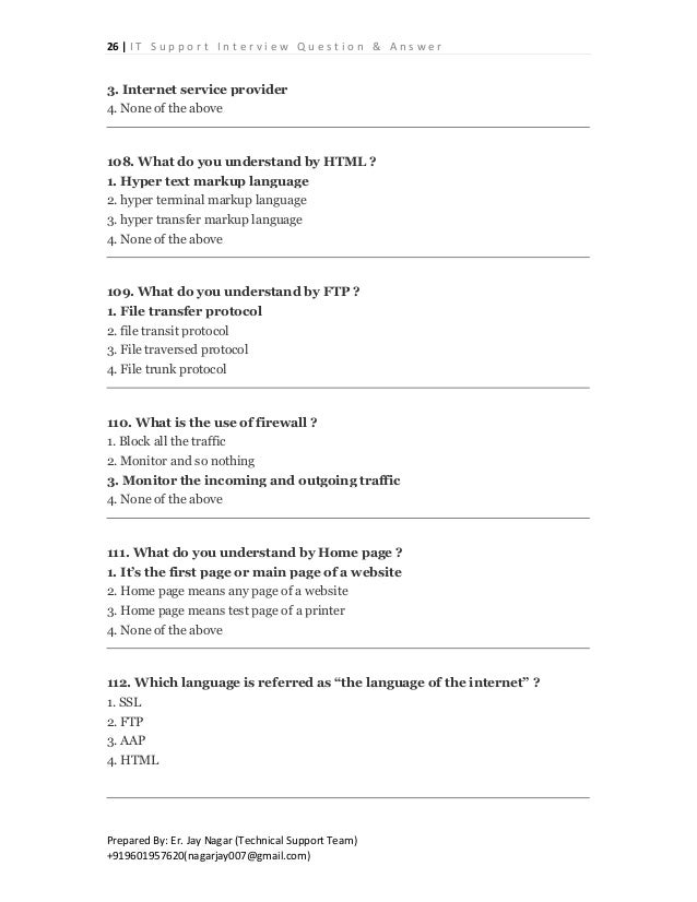 interview questions for it support