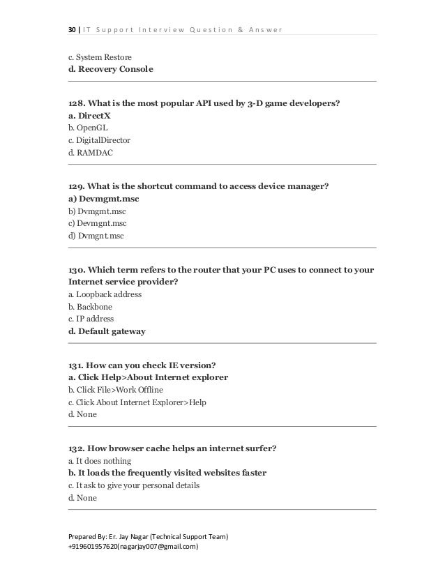 Technical interview questions & answer for it support team