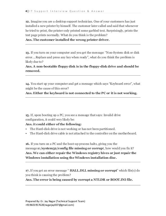 interview questions for it support