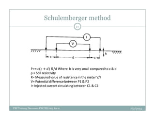Schulemberger method
17
PBC Training Document PBC/ER/005 Rev 0 7/2/2013
 