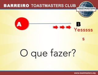BARREIRO TOASTMASTERS CLUB 
A B 
Yesssss 
O que fazer? 
s 
www.toastmasters.org 
 