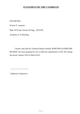 Technical Report On Barcode | DOC